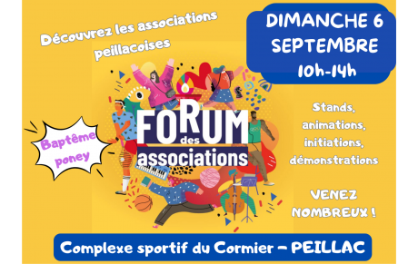 Forum des associations de Peillac dimanche 6 septembre 2026 de 10h00 à 14h00 au complexe sportif